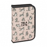 Пенал школьный 1 отделение, 190x115 ArtSpace "Yoga Cats", ламинированный картон, софт-тач (ПК1_49650)