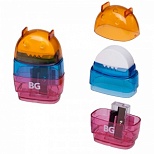 Точилка ручная пластиковая BG i-Robot (1 отверстие, с контейнером и ластиком) разные цвета (TPKL_1RT 6139)
