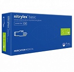 Перчатки одноразовые нитриловые смотровые Nitrylex Basic, размер S, 50 пар