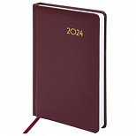 Ежедневник датированный на 2024 год А5 Brauberg "Select", бордовый, 168 листов, балакрон, 138х213мм (114879)