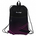 Мешок для обуви 1 отделение Berlingo "Black and pink geometry", 360x470мм, карман на молнии (MS230203)
