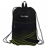 Мешок для обуви 1 отделение Berlingo "Black and green geometry", 360x470мм, карман на молнии (MS230201)