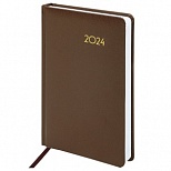 Ежедневник датированный на 2024 год А5 Brauberg "Select", коричневый, 168 листов, балакрон, 138х213мм (114880)