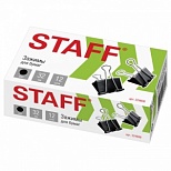 Зажимы для бумаг металлические Staff (32мм, до 140 листов, черные) в картонной коробке, 12шт. (224608)