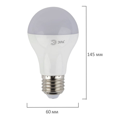 Лампа светодиодная Эра LED (10Вт, E27, грушевидная) теплый белый, 10шт. (smdA60-10w-827-E27, Б0020532)