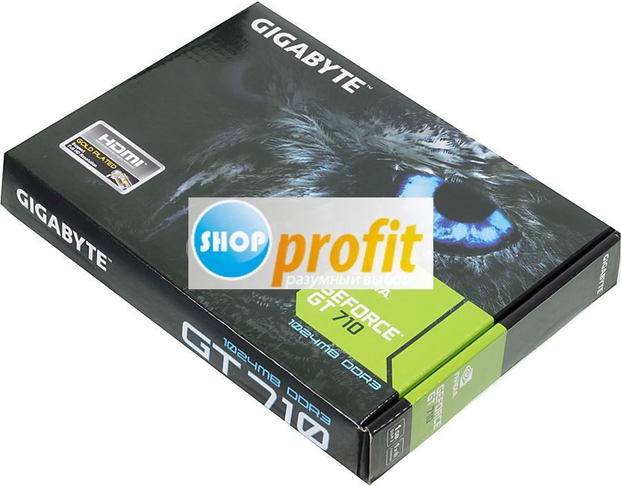 Видеокарта PCI-E 2.0 Gigabyte GeForce GT 710, GV-N710D3-1GL, 1Гб, DDR3, Low Profile, retail (GV-N710D3-1GL)