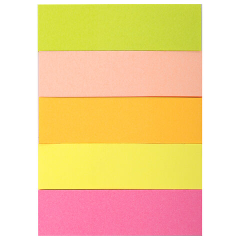 Клейкие закладки бумажные Brauberg, 50х14мм, 5 цветов неон по 50 л., 2 уп. (112443)