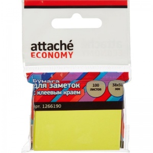 Стикеры (самоклеящийся блок) Attache Economy, 38x51мм, желтый, 100 листов, 12 уп.
