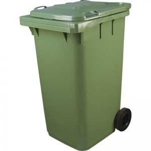 Контейнер для мусора 240л, пластик зеленый, на 2 колесах