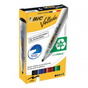 Набор маркеров для досок BIC Velleda (круглый наконечник, 1.4-5мм, 4 цвета) 4шт. (904941)