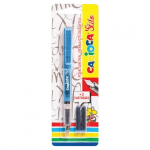 Ручка перьевая Carioca Stilo, толщина 1мм, синяя, 2 сменных картриджа (42303)