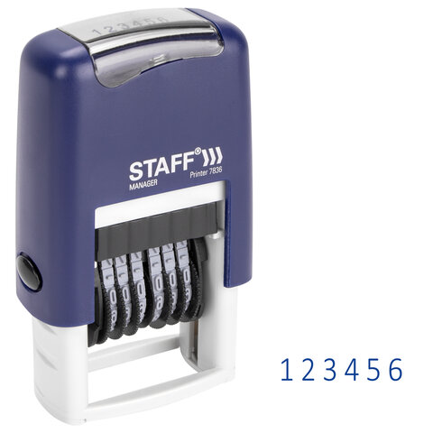 Нумератор автоматический Staff Printer 7836 (6-разрядный, оттиск 22х4мм) 10шт. (237434)