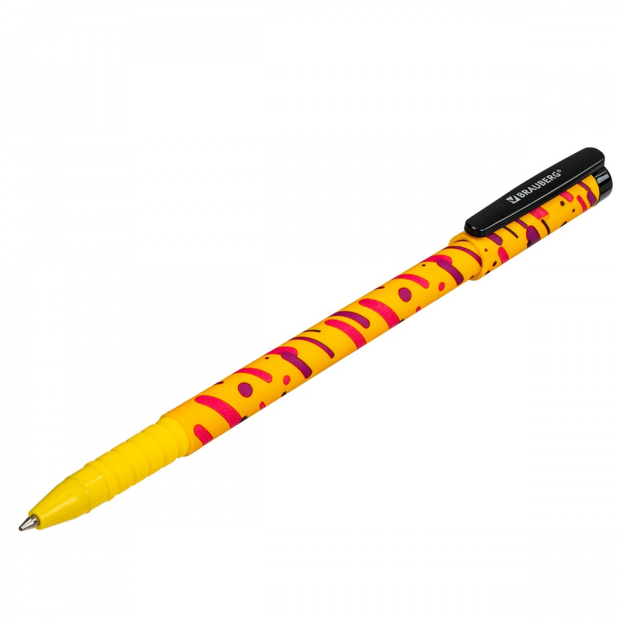 Ручка шариковая Brauberg Soft Touch Grip Lines (0.35мм, синий цвет чернил, мягкое покрытие) 36шт. (143724)