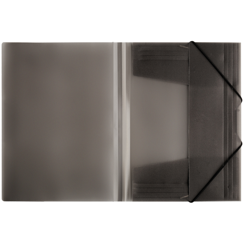 Папка на резинках пластиковая OfficeSpace (А4, 400мкм, до 300 листов) черная полупрозрачная (300661)