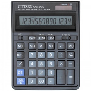 Калькулятор настольный Citizen SDC-554S (14-разрядный) черный (SDC-554S)