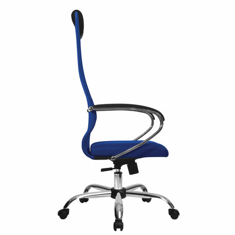 Кресло руководителя Metta SU-B-8, ткань-сетка синяя, хром