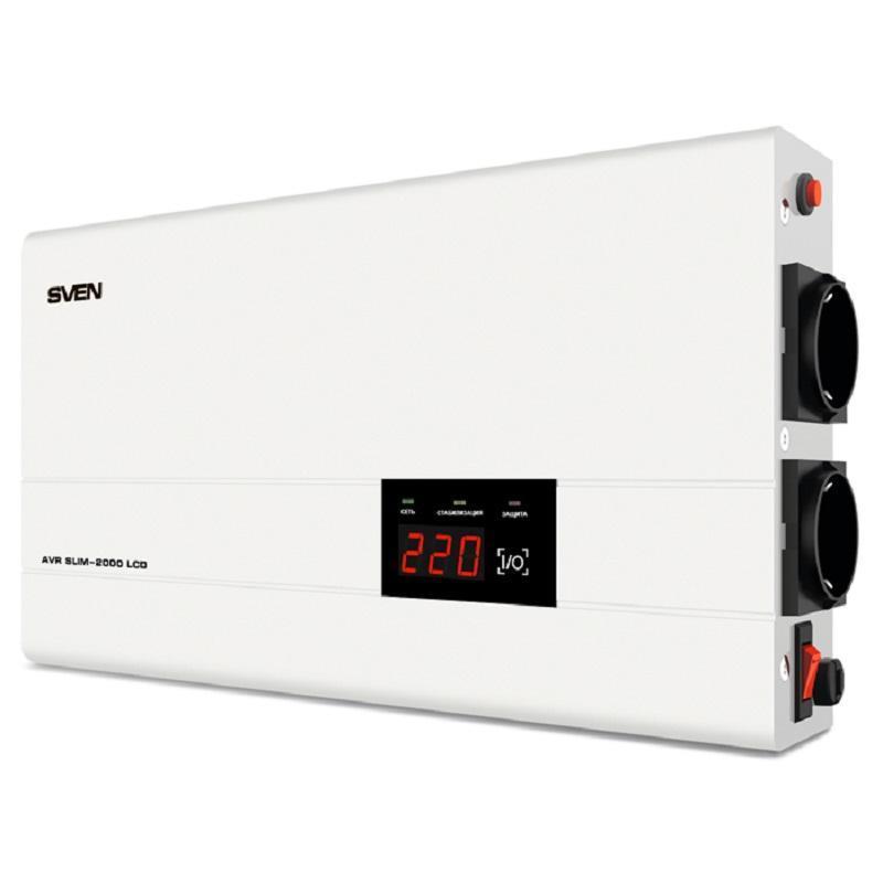 Стабилизатор напряжения Sven AVR SLIM-2000 LCD, белый