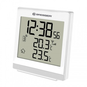 Метеостанция Bresser TemeoTrend SQ, термодатчик, часы, будильник, белый (73264)
