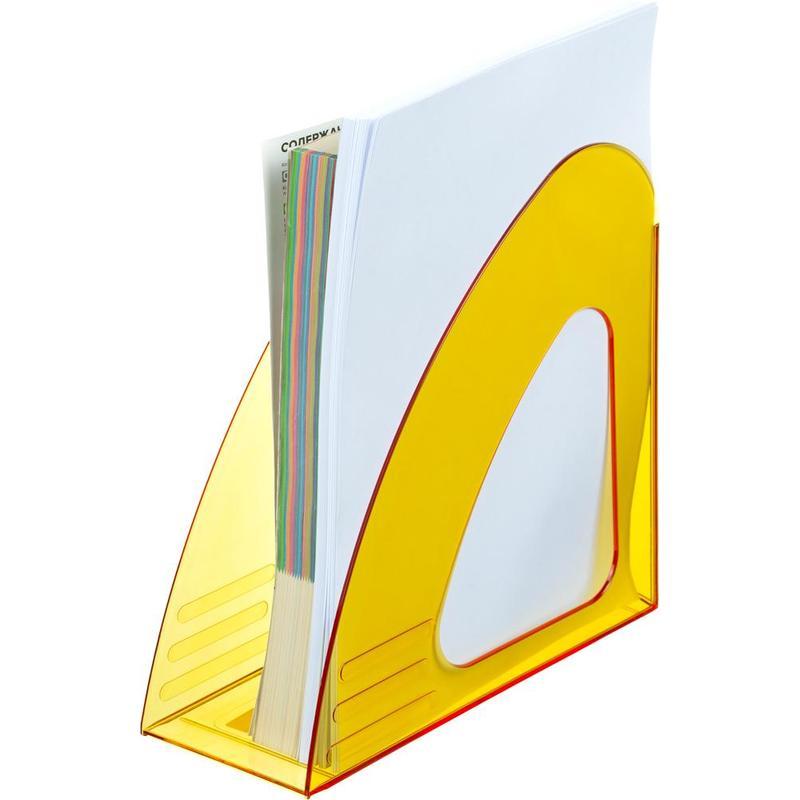 Лоток для бумаг вертикальный Attache Bright Colours, 90мм прозрачный желтый