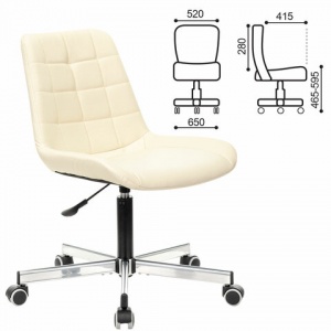 Кресло офисное Brabix "Deco MG-316", экокожа слоновая кость, металл серебристый, без подлокотников