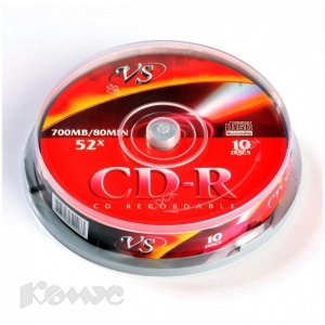 Оптический диск CD-R VS 700Mb, 52x, cake box, 10шт. (VSCDRCB1001), 60 уп.