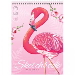 Блокнот для зарисовок А4, 60л ArtSpace "Flamingos" (160 г/кв.м, спираль) (С60грг_47671)