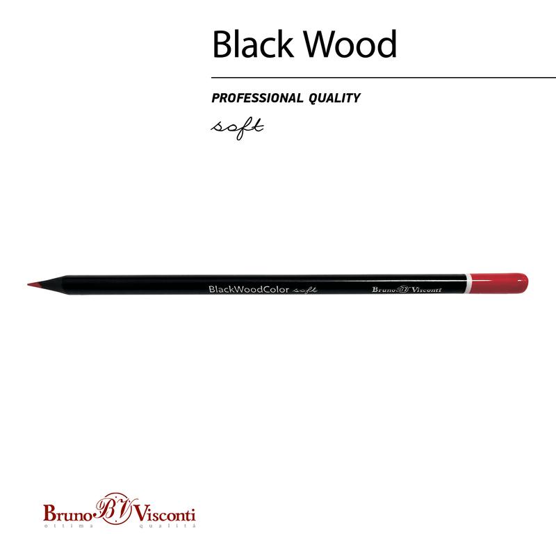 Карандаши цветные 12 цветов Bruno Visconti BlackWood (L=175мм, 3гр), 12 уп.