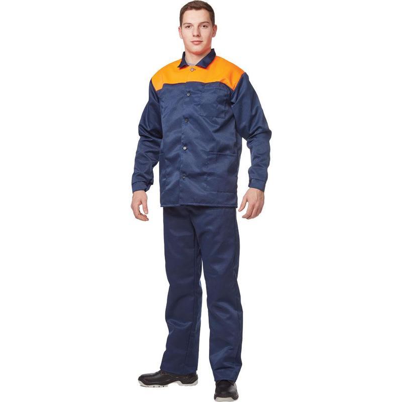 Спец.одежда летняя Костюм мужской л16-КПК, куртка/полукомбинезон, синий/оранжевый (размер 60-62, рост 170-176)