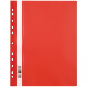 Папка-скоросшиватель OfficeSpace (А4, 120мкм, перф., пластик) красная с прозр. верхом, 20шт. (339887)