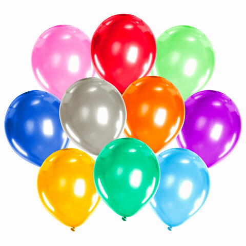 Воздушные шары Золотая Сказка, 10&quot; (25см), металлик, 10 цветов, пакет, 50шт. (105002)