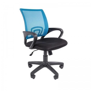 Кресло офисное Easy Chair 304, ткань черная, сетка голубая, пластик