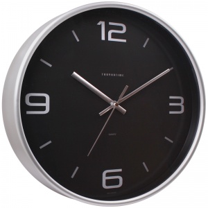 Часы настенные аналоговые Troyka 77777751, круглые, 30x30x5см, серебристая рамка (77777751)