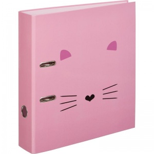 Папка с арочным механизмом №1 School Kitty (75мм, А4, картон ламинированный) розовая