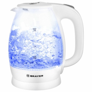 Чайник электрический Brayer BR1013WH, 2200Вт, стекло, белый