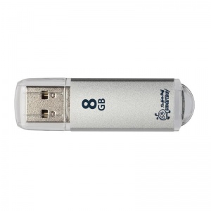 Флэш-диск USB 8Gb SmartBuy V-Cut, серебристый (металл.корпус) (SB8GbVC-S)