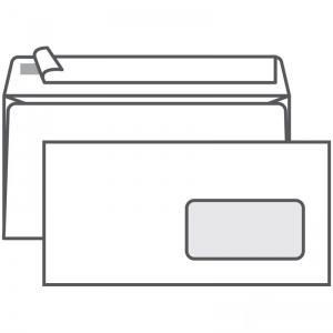 Конверт почтовый E65 Ряжск Гознак (110x220, 80г, стрип) белый, прав.окно, 1000шт. (4607122770598)