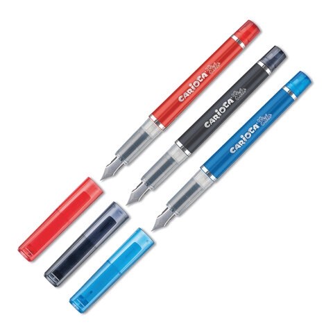 Ручка перьевая Carioca Stilo, толщина 1мм, синяя, 2 сменных картриджа (42303), 24шт.