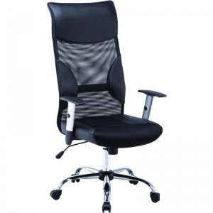 Кресло руководителя Easy Chair 577 TTW, кожзам черный, сетка черная, металл