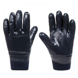 Перчатки защитные хлопковые Чибис ШНР, с нитрильным покрытием, синие, размер 10 (XL), 1 пара
