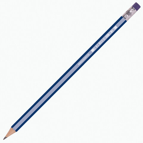 Карандаш чернографитный (простой) Brauberg GX-100 (HB, с ластиком, корпус синий) 72шт. (181720)