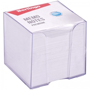 Блок-кубик для записей Berlingo Premium, 90x90x90мм, белый, прозрачный бокс (ZP8608), 12шт.