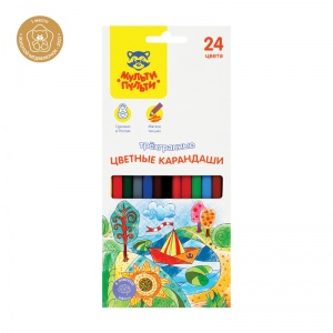 Карандаши цветные 24 цвета Мульти-Пульти "Невероятные приключения" (L=177мм, D=7мм, 3гр) картон, европодвес (CP_41055)