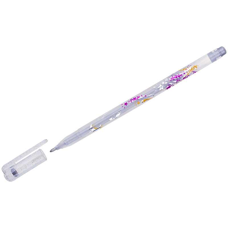 Ручка гелевая Crown Glitter Metal Jell (0.8мм, серебро с блестками) 12шт. (MTJ-500GLS(D))