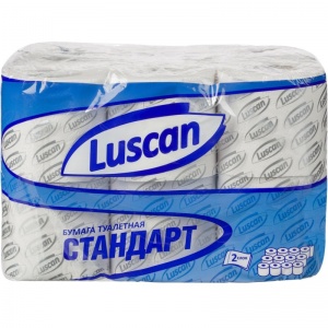 Бумага туалетная 2-слойная Luscan Standart, белая, 21.8м, 12 рул/уп, 4 уп.