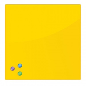 Доска стеклянная магнитно-маркерная Brauberg, желтая, 450x450мм, 3 магнита (236739)