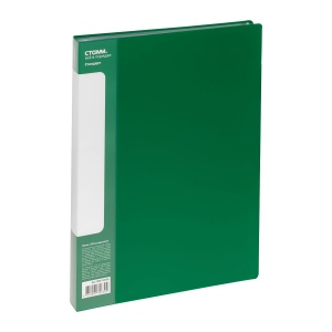 Папка файловая 80 вкладышей Стамм "Стандарт" (А4, пластик, 30мм, 800мкм) зеленая (ММ-30630)