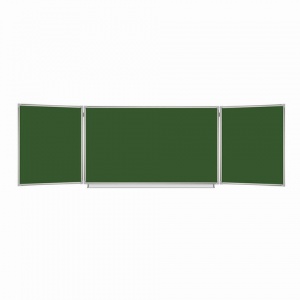 Доска магнитно-меловая трехсекционная Brauberg (100х150/300см, алюминиевая рамка) зеленая (231707)