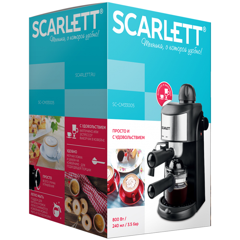 Кофеварка рожковая Scarlett SC-CM33005, 2-4 чашки, черный (SC-CM33005)