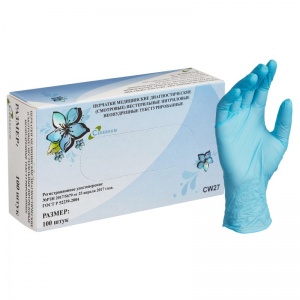 Перчатки одноразовые нитриловые смотровые Cerebrum, нестерильные, неопудренные, голубые, размер XS, 50 пар в упаковке