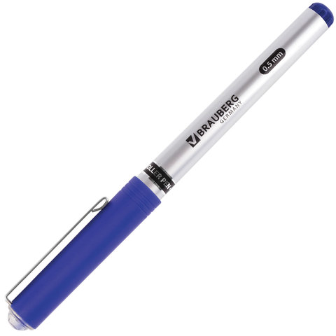 Ручка-роллер Brauberg Flagman (0.5мм, синий цвет чернил, корпус серебристый) (141556)